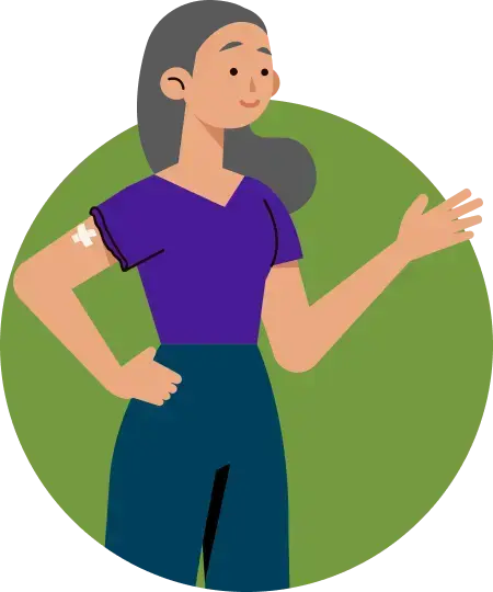 Illustration: Frau, die ein Pflaster auf dem Arm hat