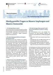 Vorschaubild Merkblatt für medizinisches Fachpersonal: Häufig gestellte Fragen zu Masern-Impfungen und Masern-Immunität