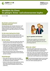 Merkblatt für Eltern stress- und schmerzarmes Impfen