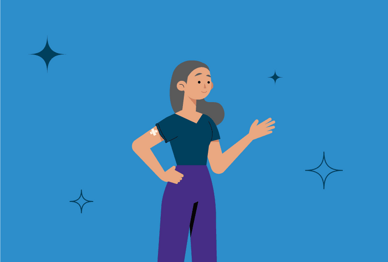 Junge Frau mit Pflaster am Arm