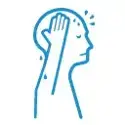 Icon, das jemanden darstellt, der Feuchte Haut oder kalte Extremitäten hat, schwitzt oder friert, oder sich schwach fühlt