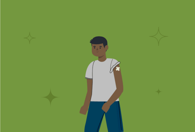 Jugendlicher mit Pflaster auf dem Oberarm