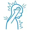 Icon, das jemanden darstellt, der Schmerzen und ein starkes Krankheitsgefühl hat