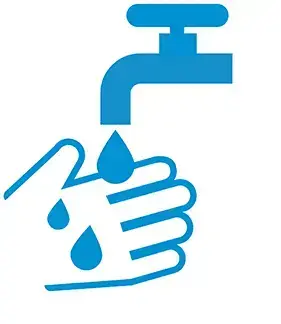 Piktogramm: Hände unter einem Wasserhahn