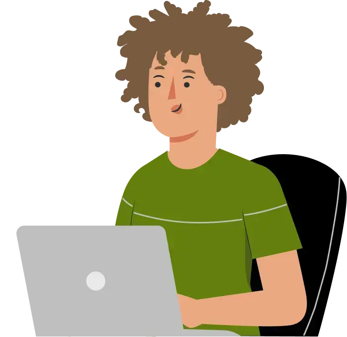 Person vor einem aufgeklappten Laptop