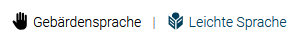 Screenshot der Felder Gebärdensprache und Leichte Sprache