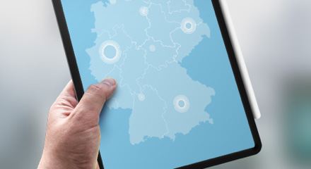 Tablet mit Deutschlandkarte