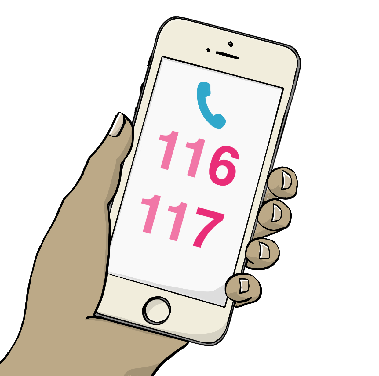 Handybildschirm mit der Nummer 116 117