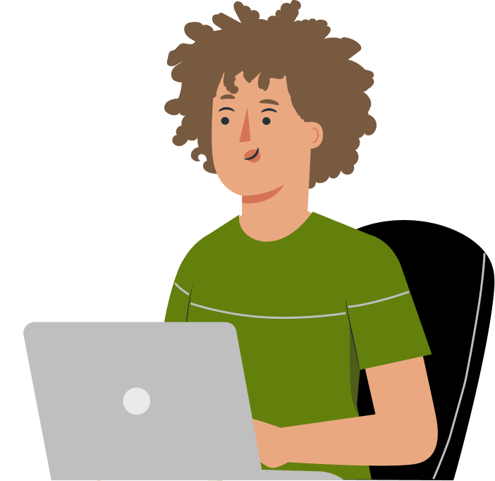 Person vor einem aufgeklappten Laptop